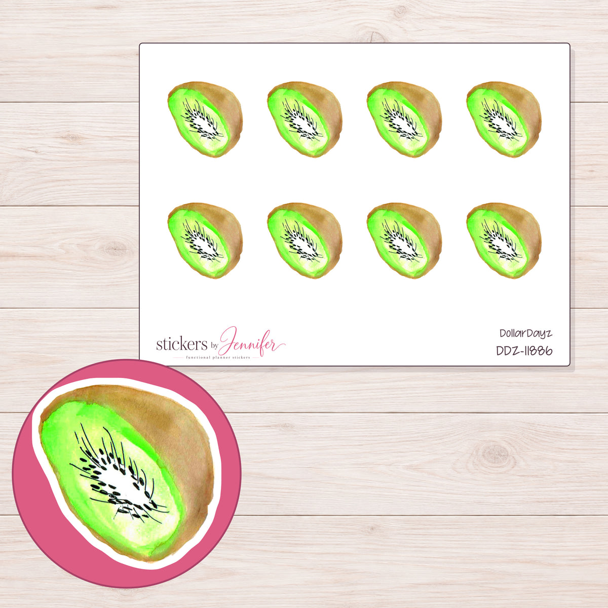 DDZ-11886 planner sticker sheet with enlarged sticker detail