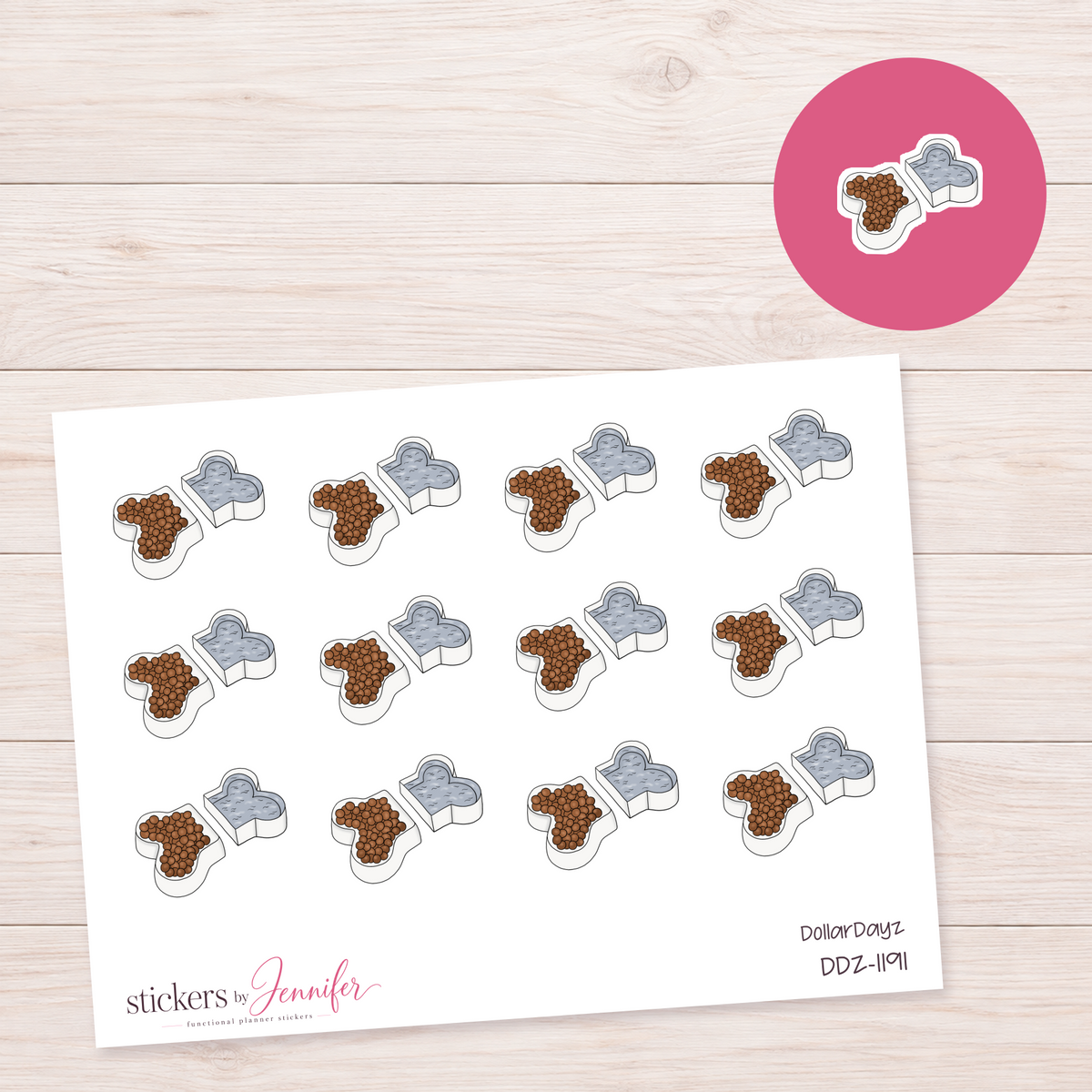 Pet Food and Water Bowls Planner Stickers | DDZ-1191