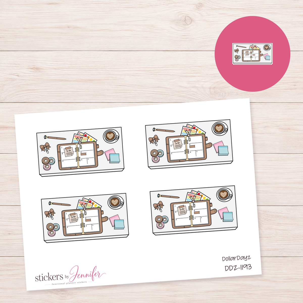 Brown Open Planner Workspace Planner Stickers | DDZ-1193