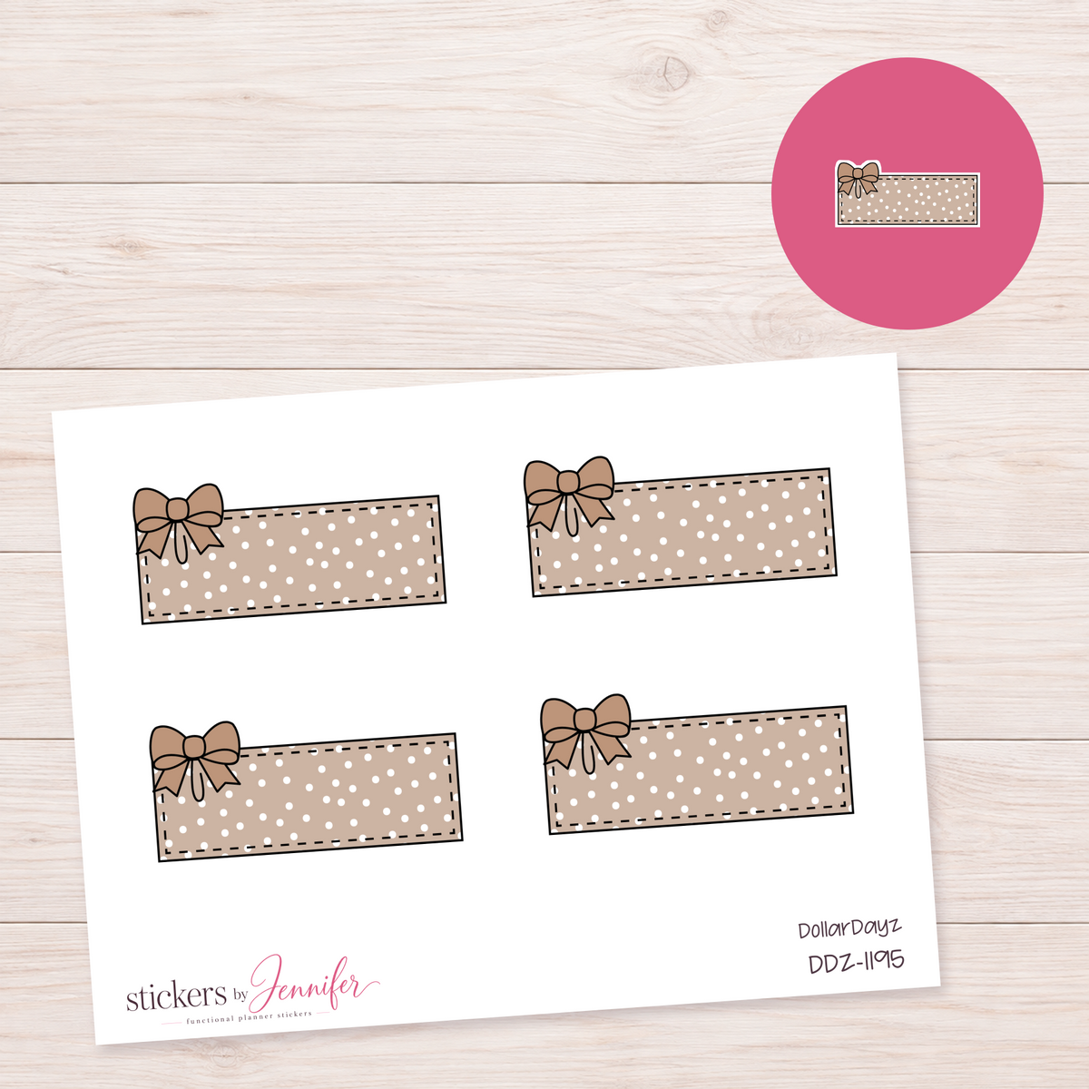 Brown Bow Label Planner Stickers | DDZ-1195