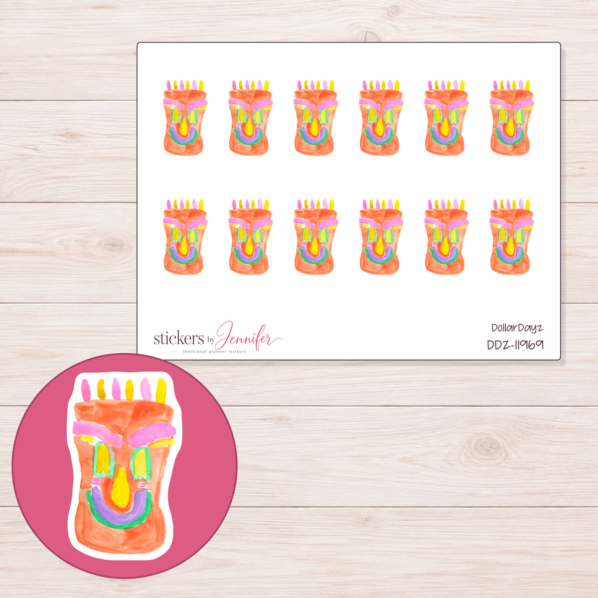 DDZ-11969 planner sticker sheet with enlarged sticker detail