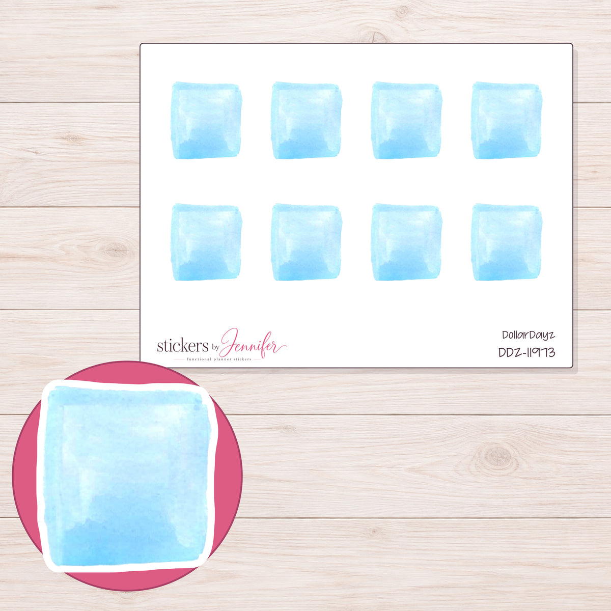 DDZ-11973 planner sticker sheet with enlarged sticker detail