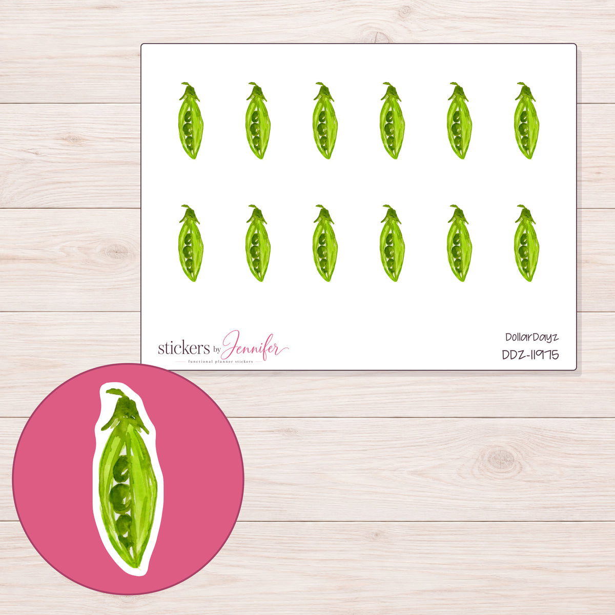 DDZ-11975 planner sticker sheet with enlarged sticker detail