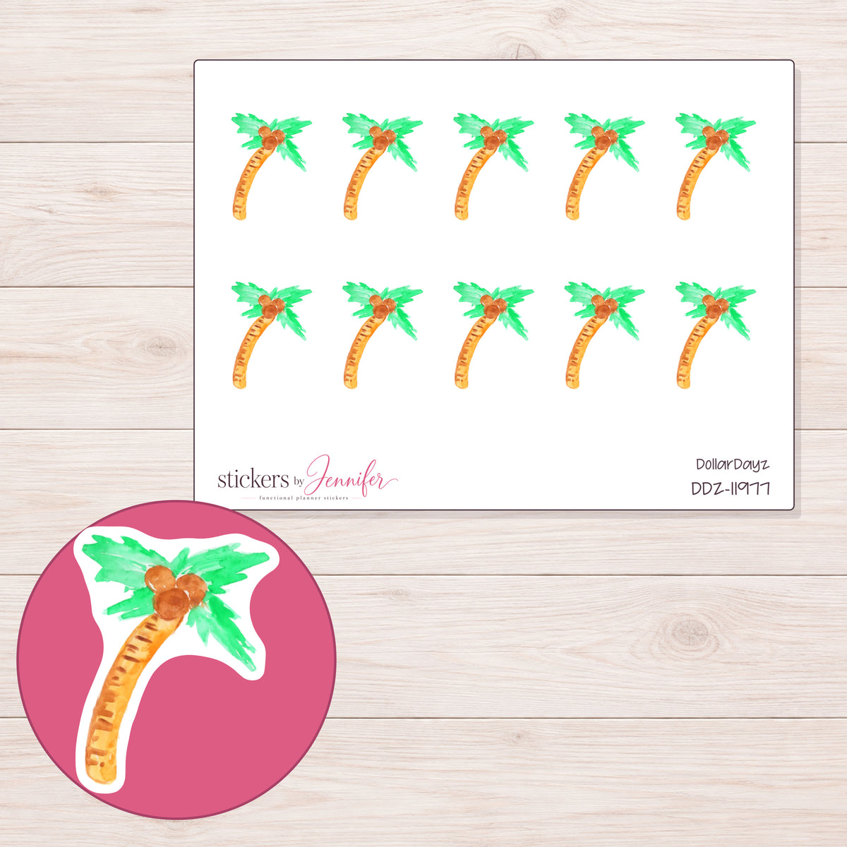 DDZ-11977 planner sticker sheet with enlarged sticker detail