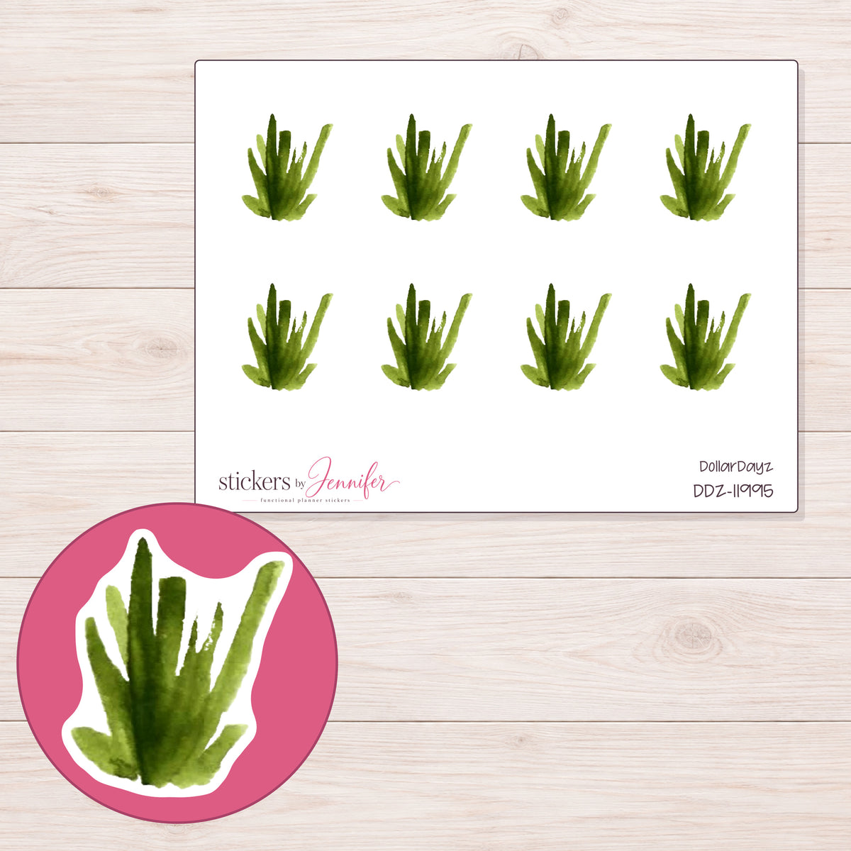 DDZ-11995 planner sticker sheet with enlarged sticker detail