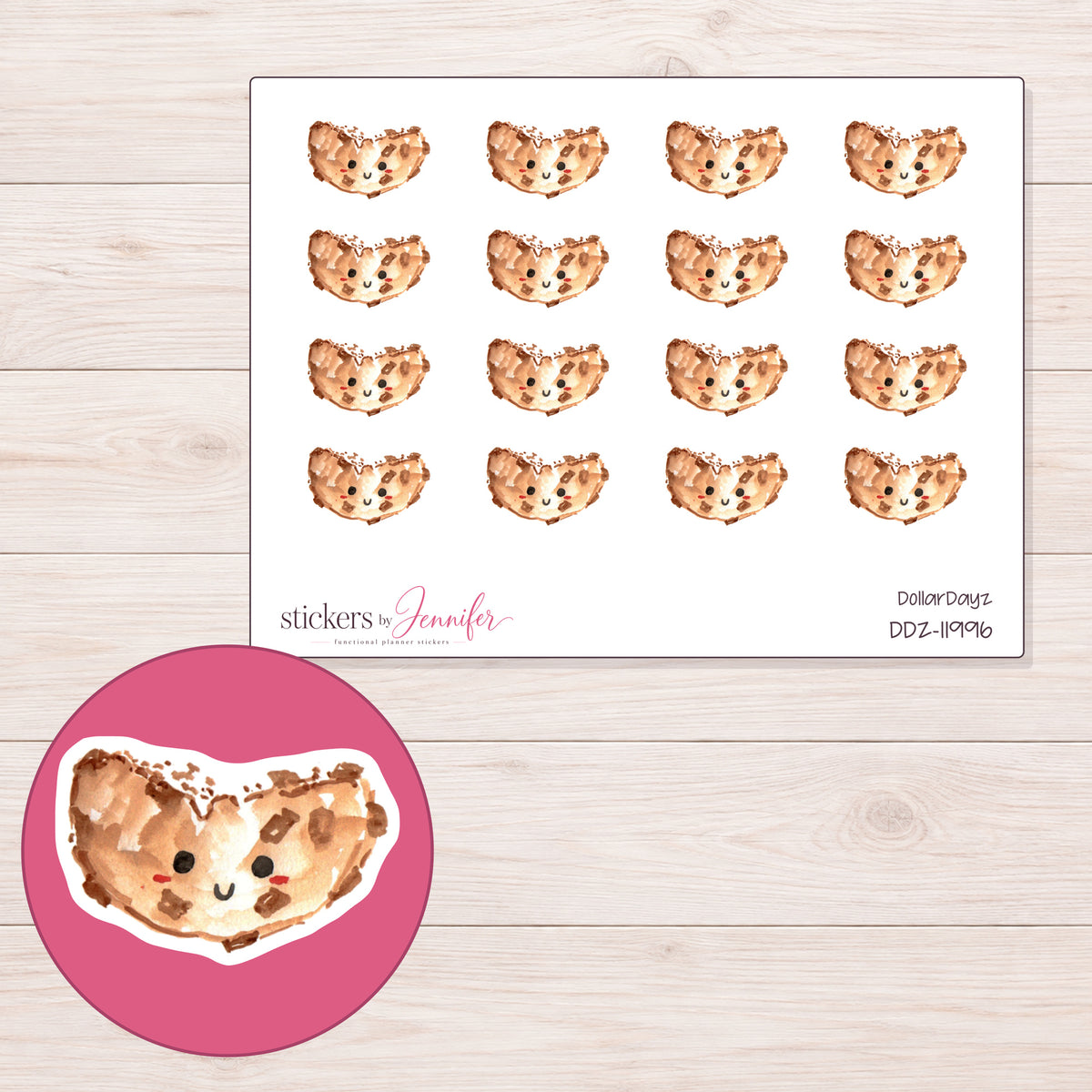 DDZ-11996 planner sticker sheet with enlarged sticker detail