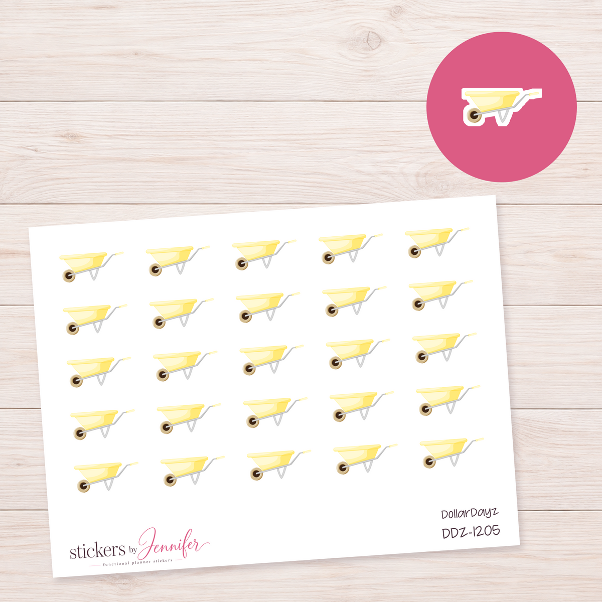 Yellow Wheelbarrow Planner Stickers | DDZ-1205