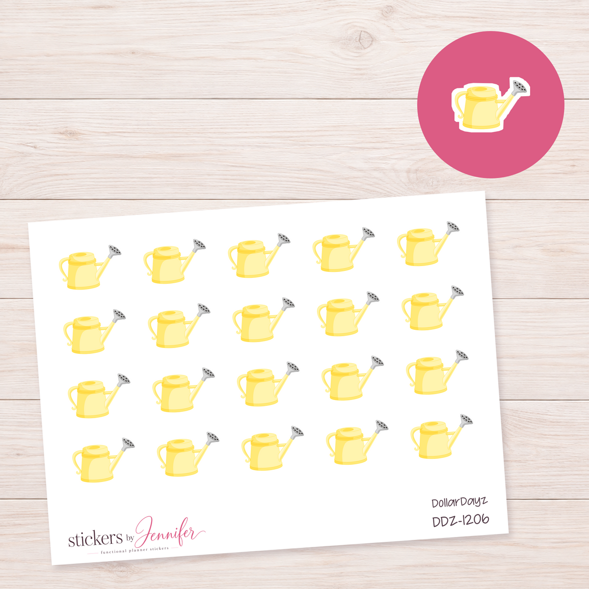 Yellow Watering Can Planner Stickers | DDZ-1206