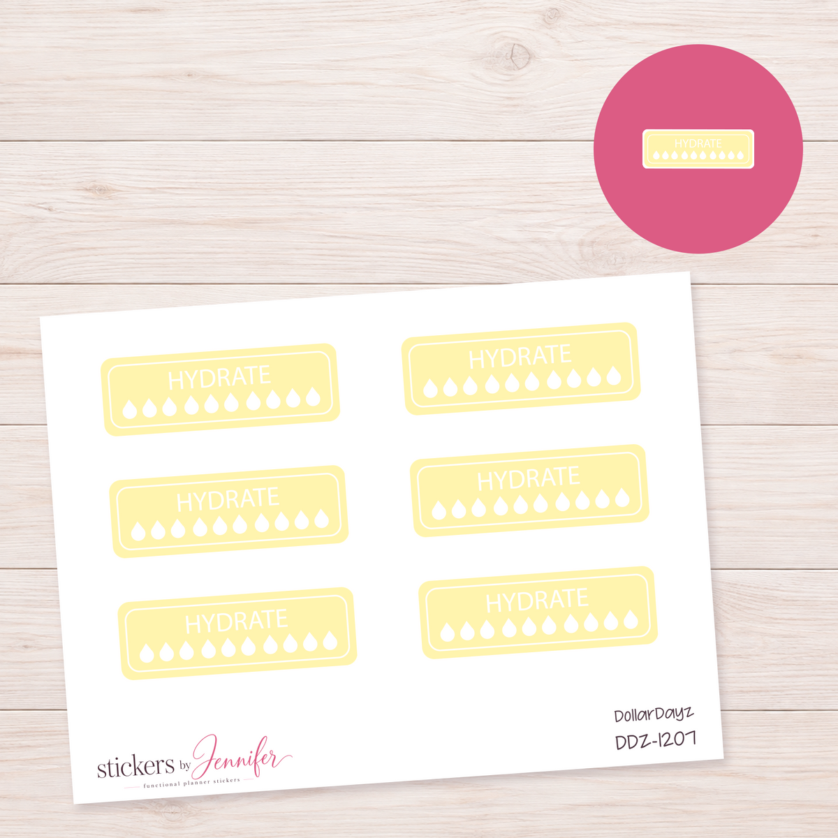 Yellow Hydration Tracker Planner Stickers | DDZ-1207