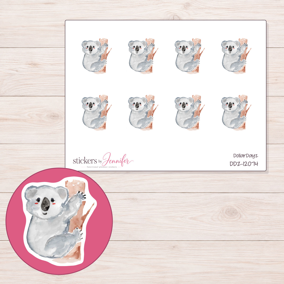 DDZ-12074 planner sticker sheet with enlarged sticker detail