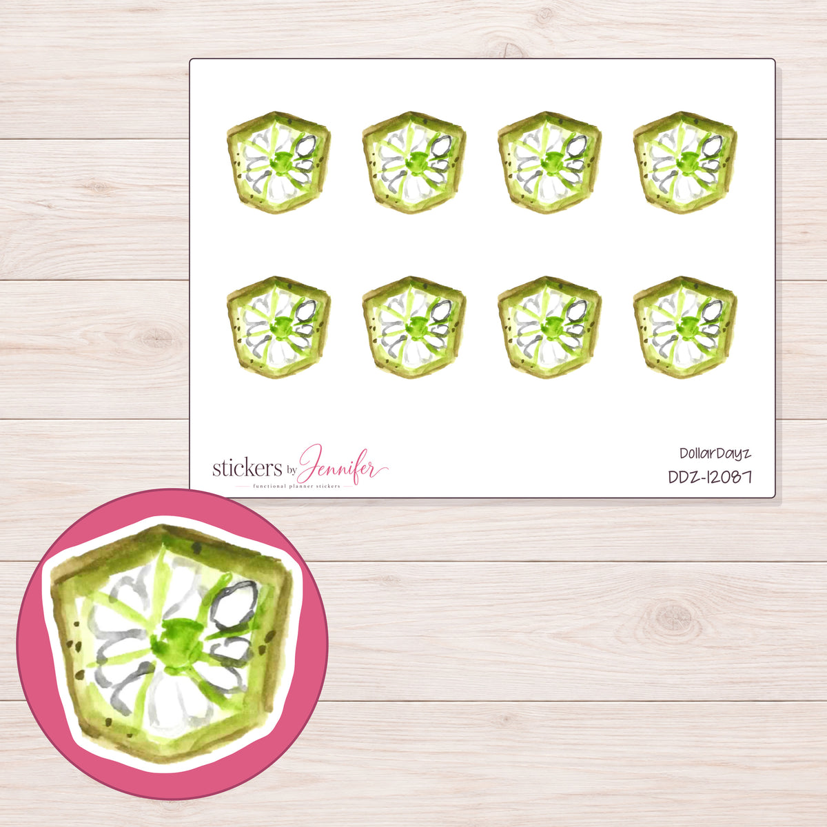DDZ-12087 planner sticker sheet with enlarged sticker detail