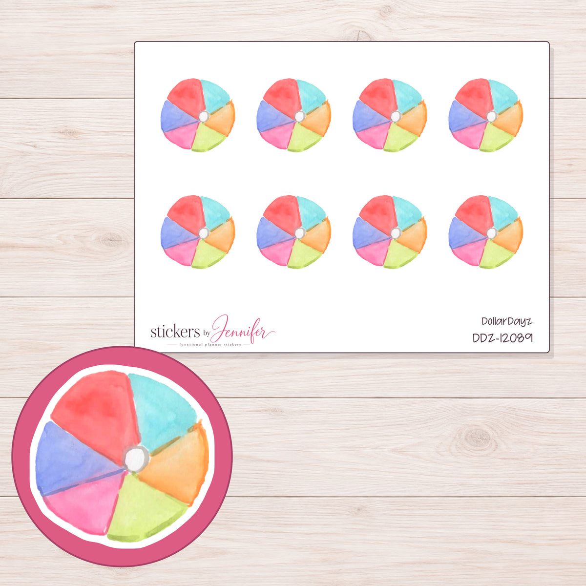 DDZ-12089 planner sticker sheet with enlarged sticker detail