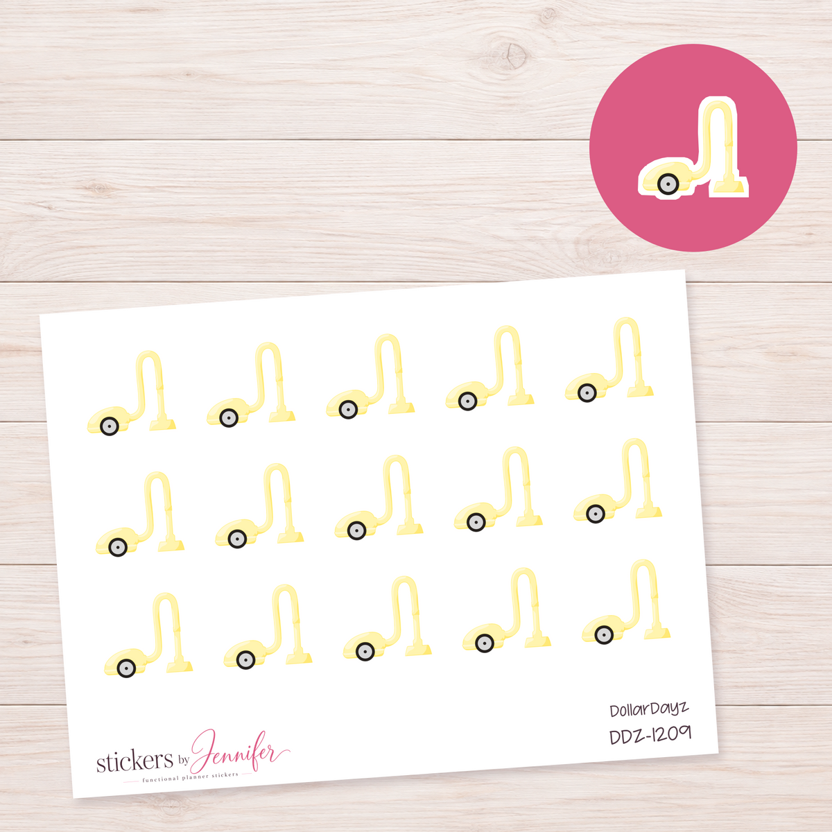 Yellow Vacuum Cleaner Planner Stickers | DDZ-1209