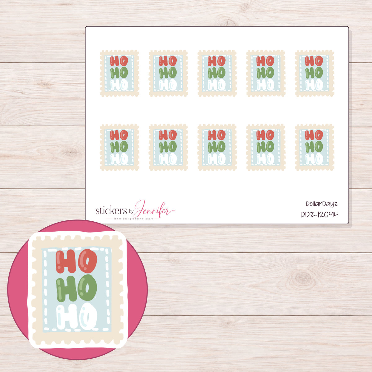 DDZ-12094 planner sticker sheet with enlarged sticker detail