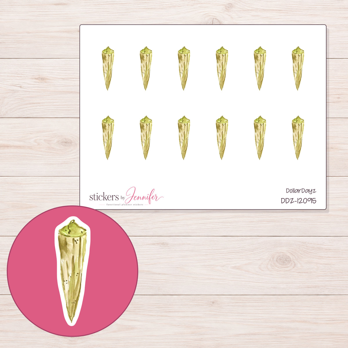 DDZ-12095 planner sticker sheet with enlarged sticker detail