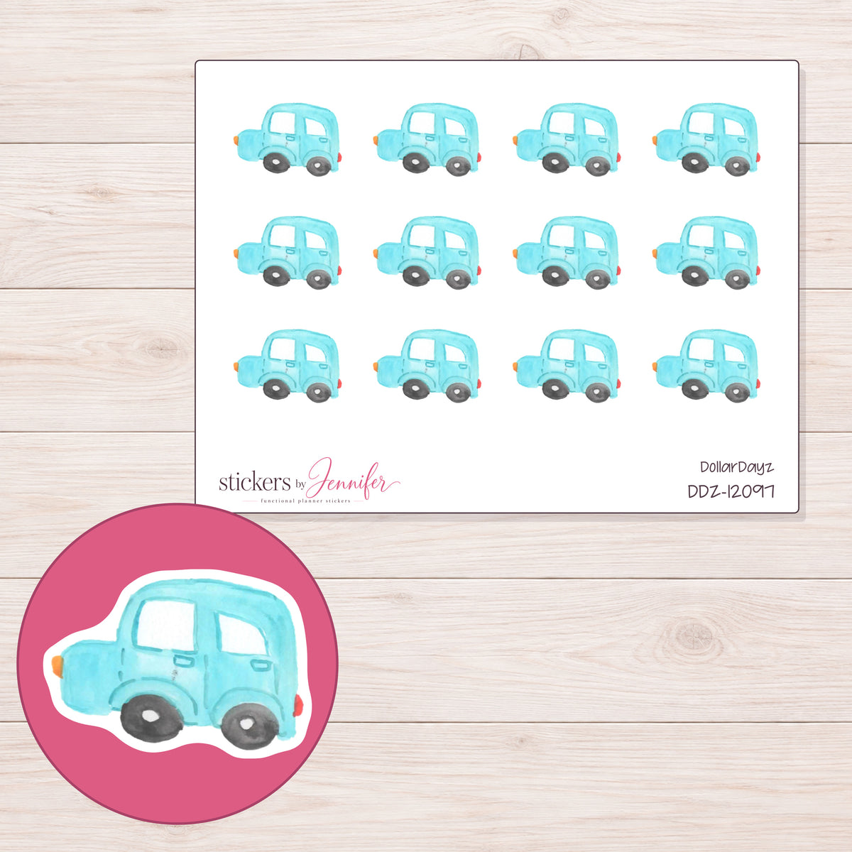 DDZ-12097 planner sticker sheet with enlarged sticker detail