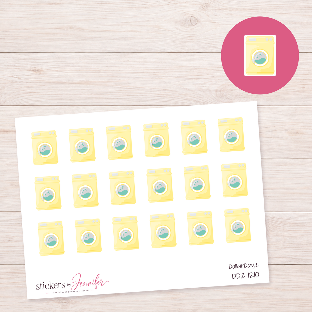 Yellow Washing Machine Planner Stickers | DDZ-1210