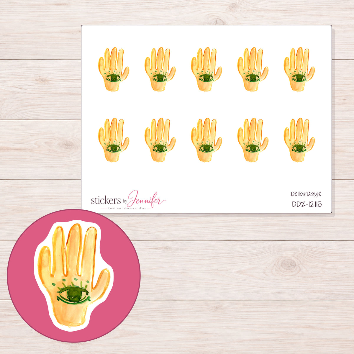 DDZ-12115 planner sticker sheet with enlarged sticker detail