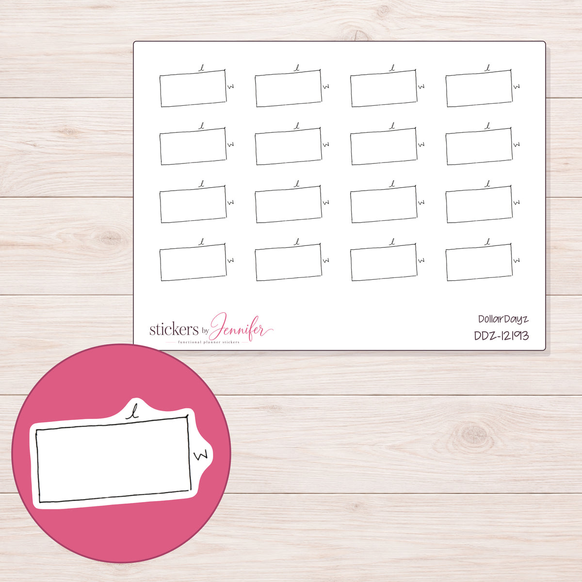 DDZ-12193 planner sticker sheet with enlarged sticker detail