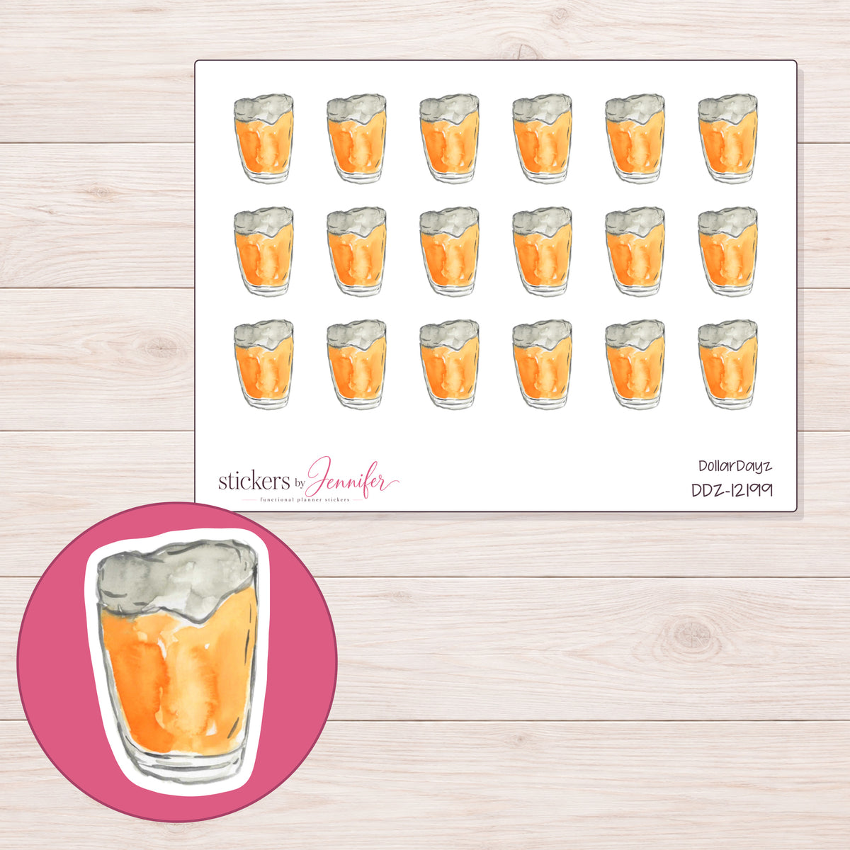 DDZ-12199 planner sticker sheet with enlarged sticker detail