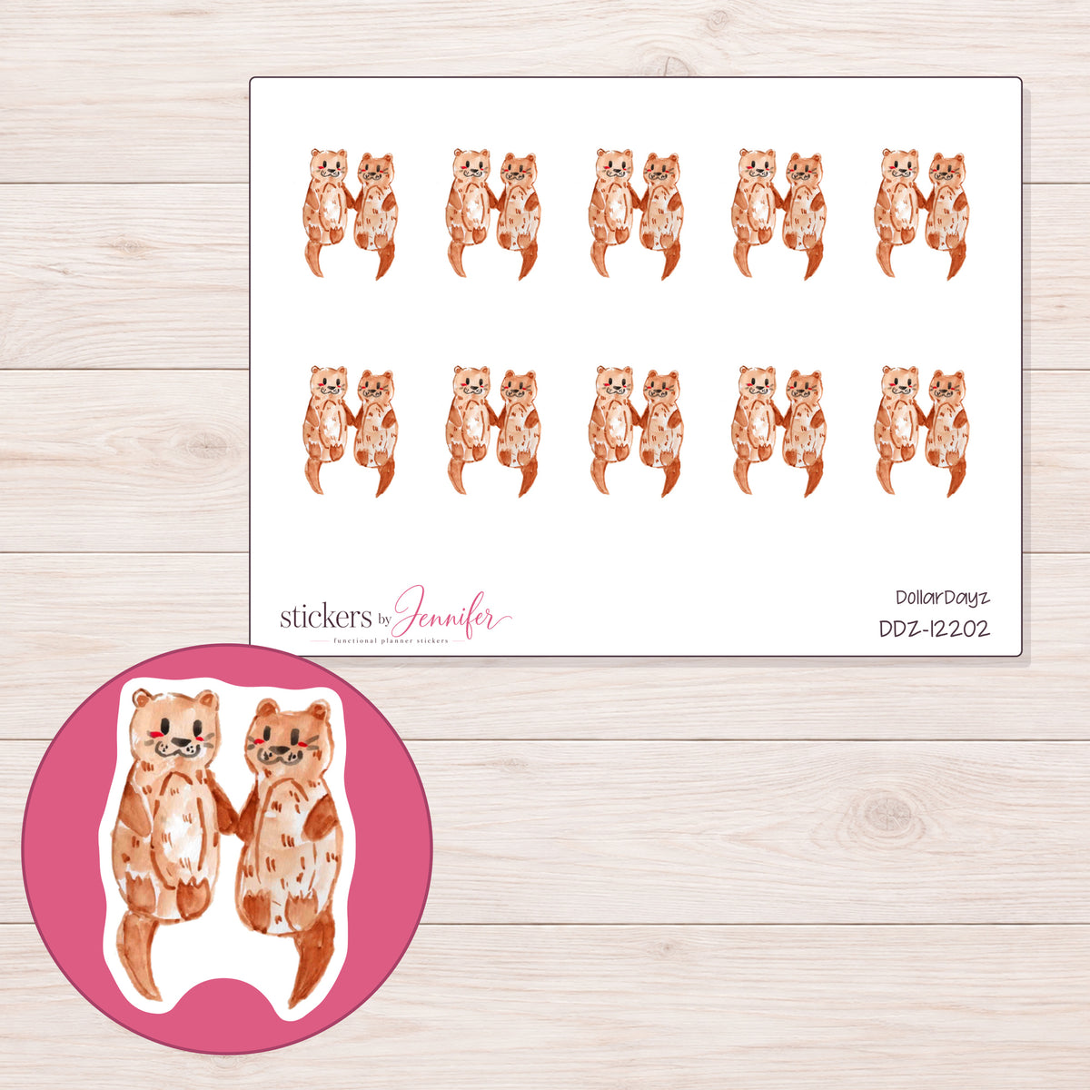 DDZ-12202 planner sticker sheet with enlarged sticker detail