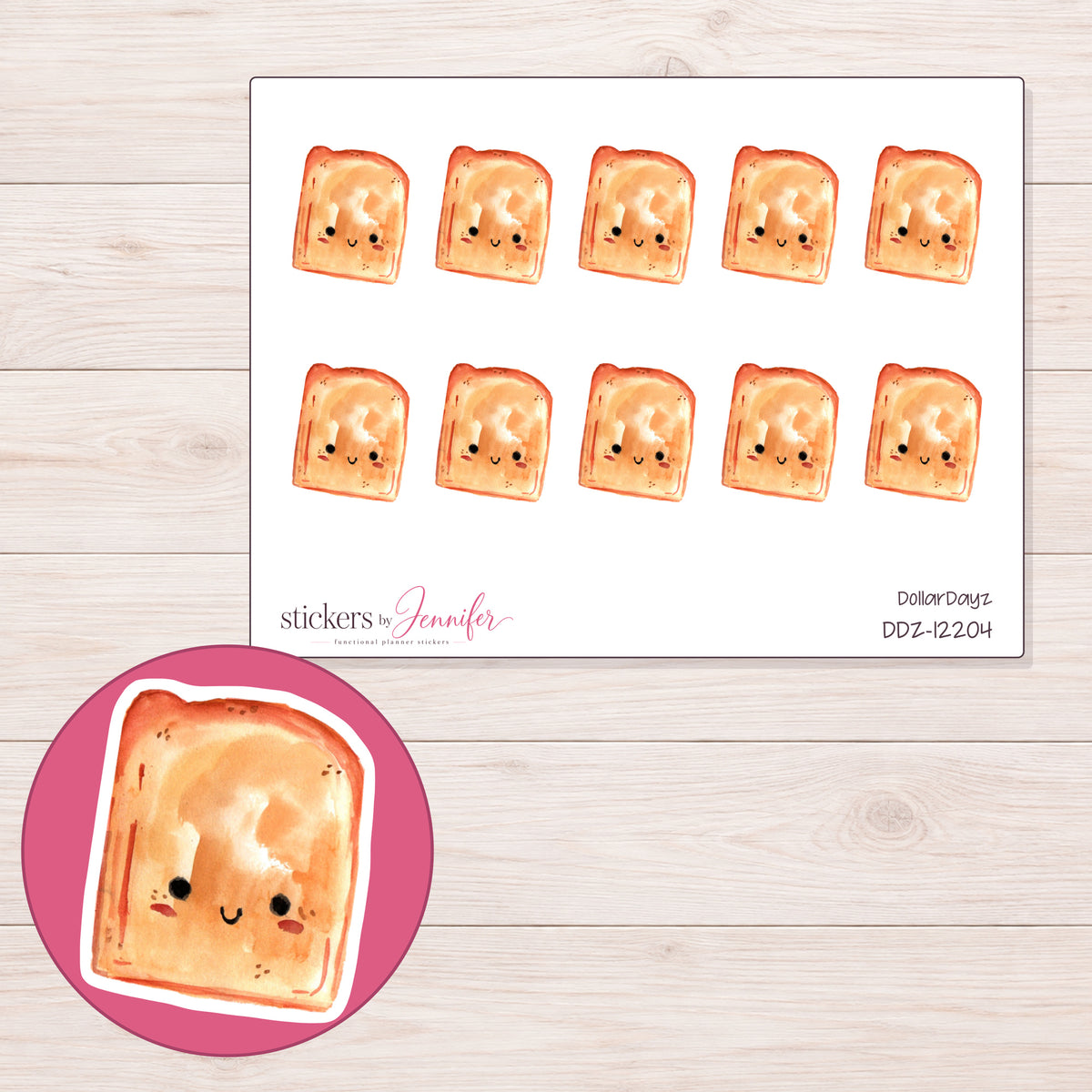 DDZ-12204 planner sticker sheet with enlarged sticker detail