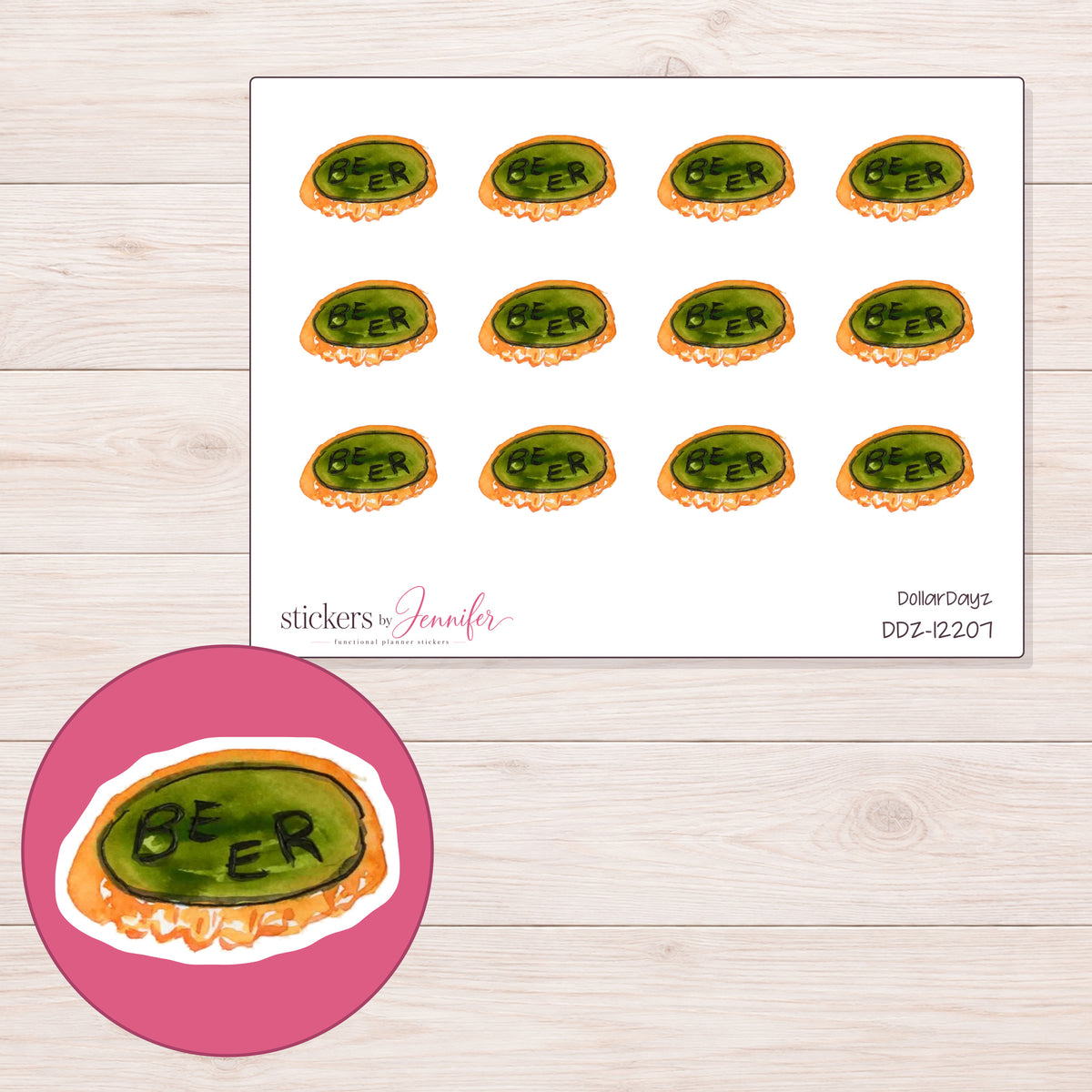 DDZ-12207 planner sticker sheet with enlarged sticker detail