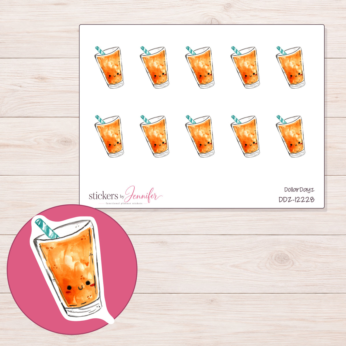DDZ-12228 planner sticker sheet with enlarged sticker detail