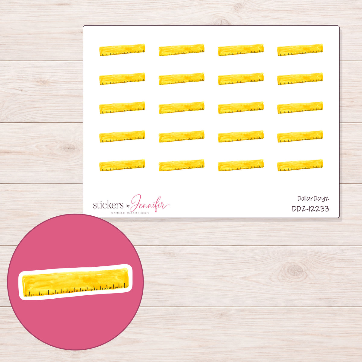 DDZ-12233 planner sticker sheet with enlarged sticker detail
