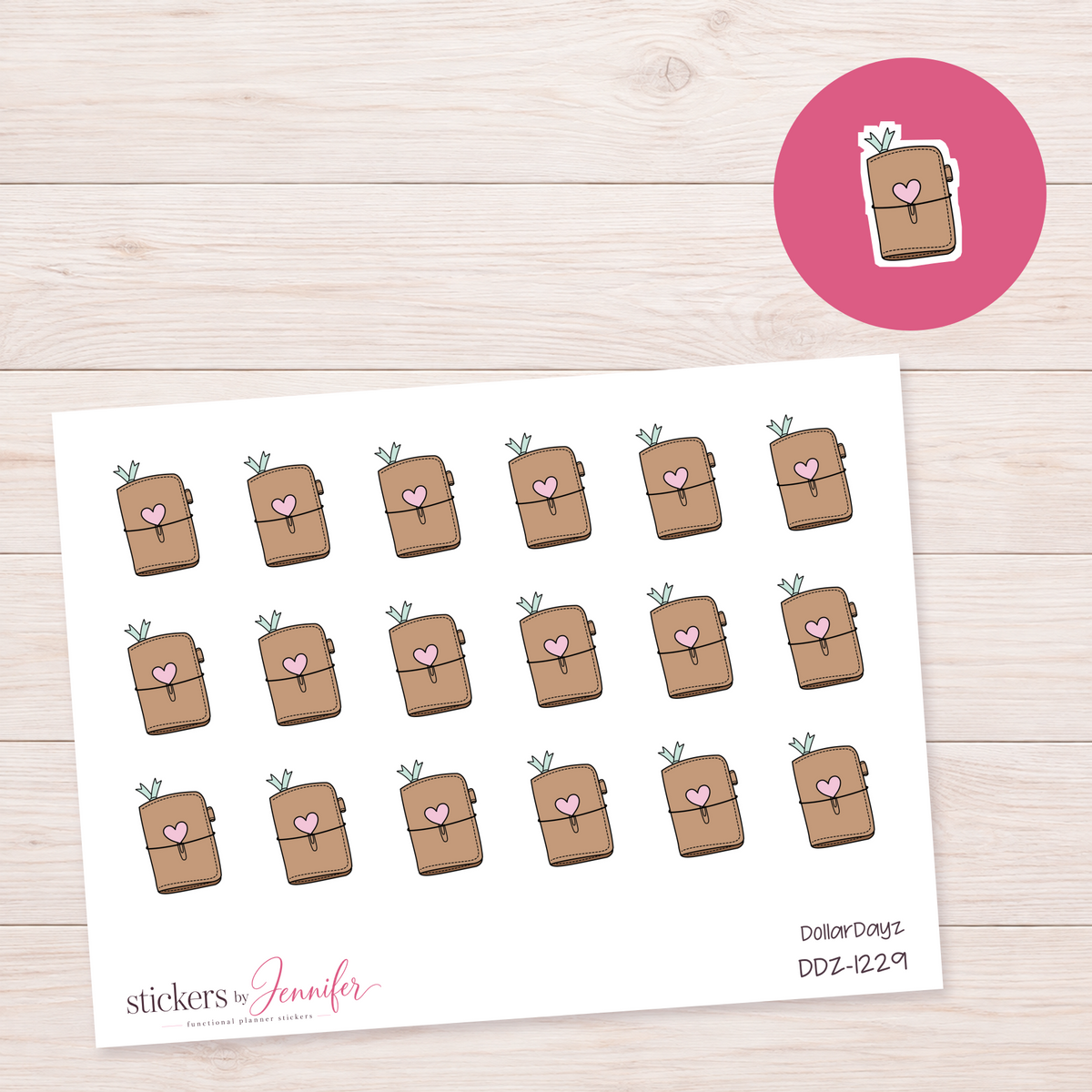 Brown Heart Planner Planner Stickers | DDZ-1229