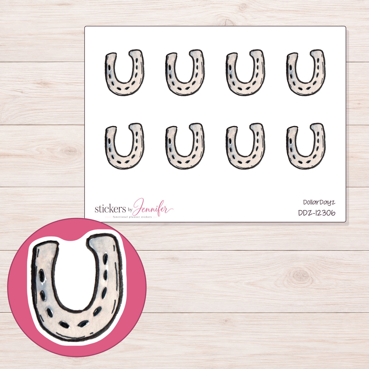 DDZ-12306 planner sticker sheet with enlarged sticker detail