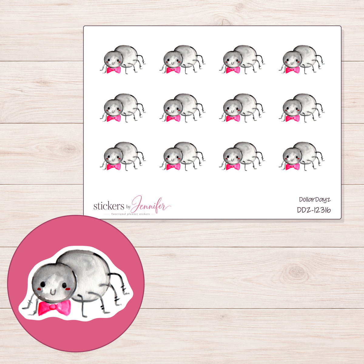 DDZ-12316 planner sticker sheet with enlarged sticker detail