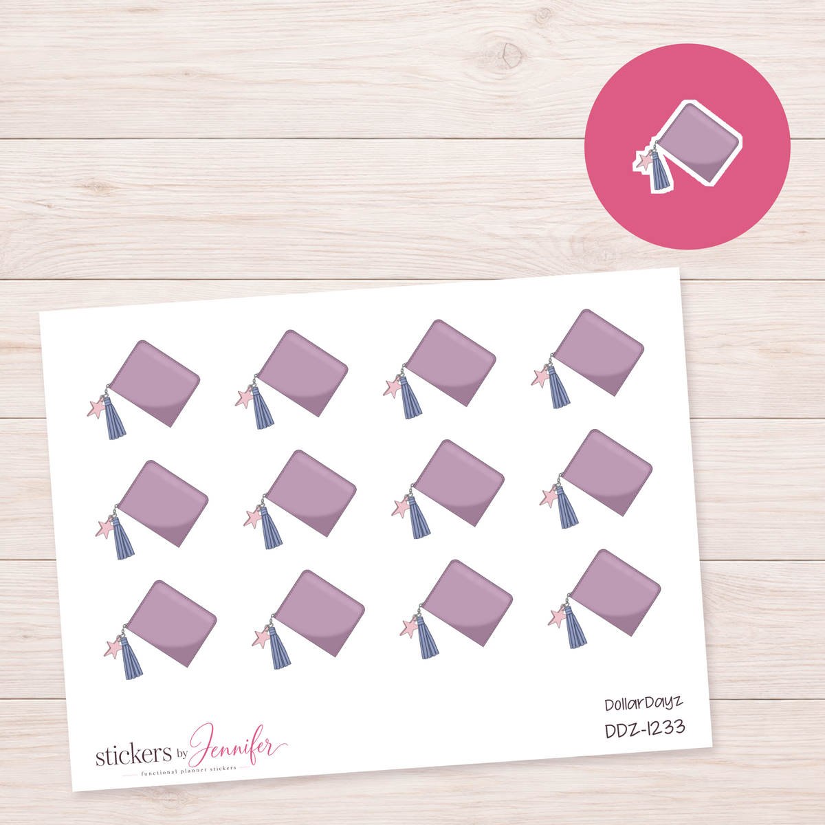 Lavender Zip Pouch Planner Stickers | DDZ-1233