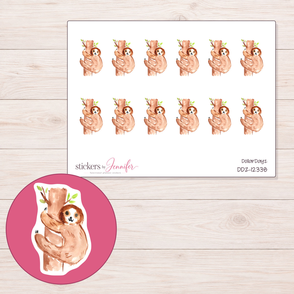 DDZ-12338 planner sticker sheet with enlarged sticker detail