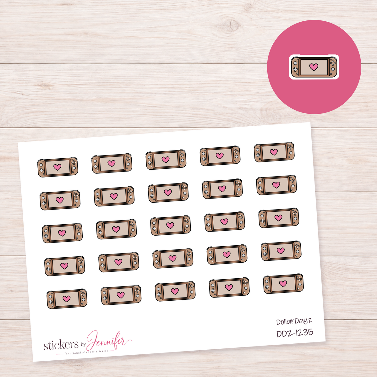 Brown Handheld Game Console Planner Stickers | DDZ-1235