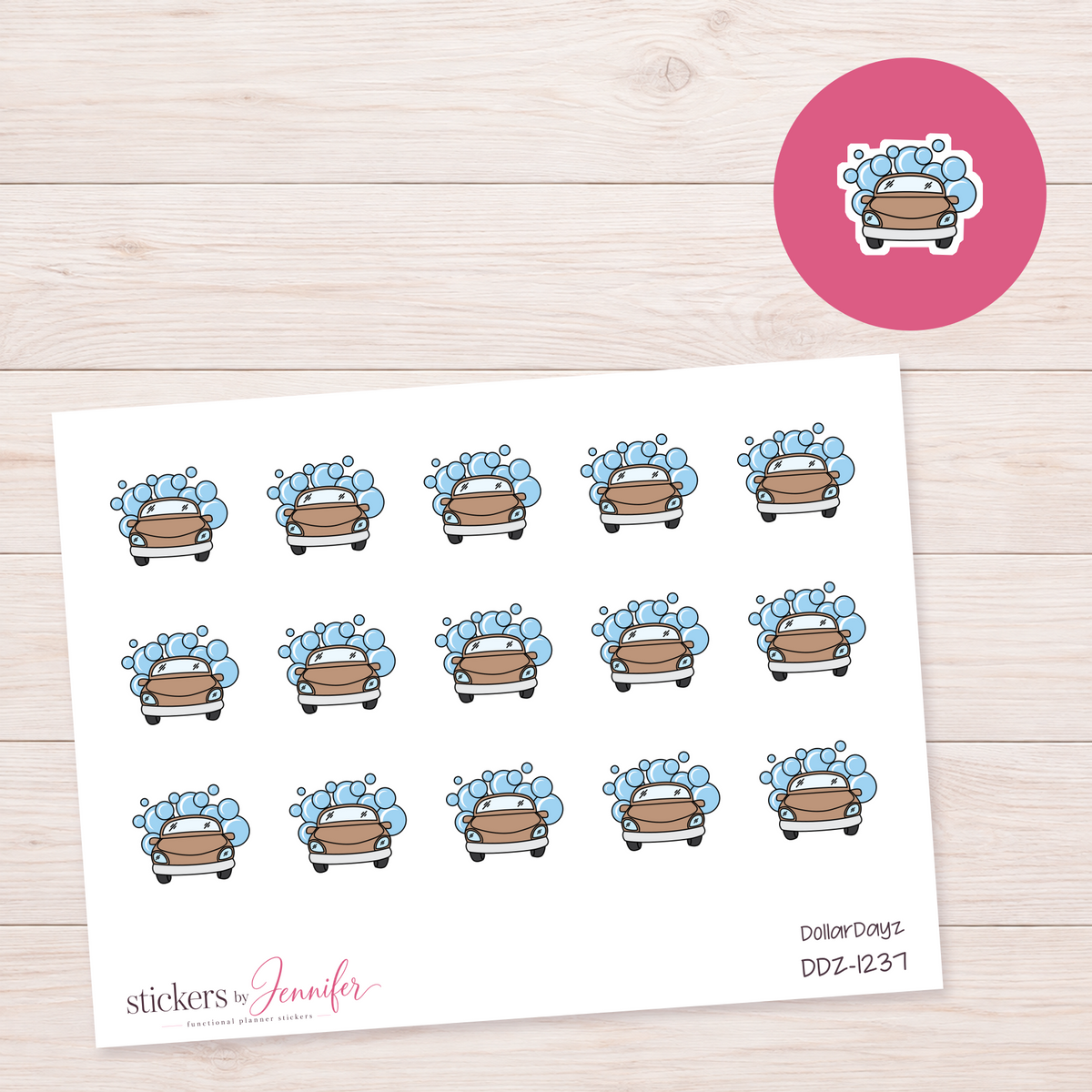 Brown Car Wash Planner Stickers | DDZ-1237