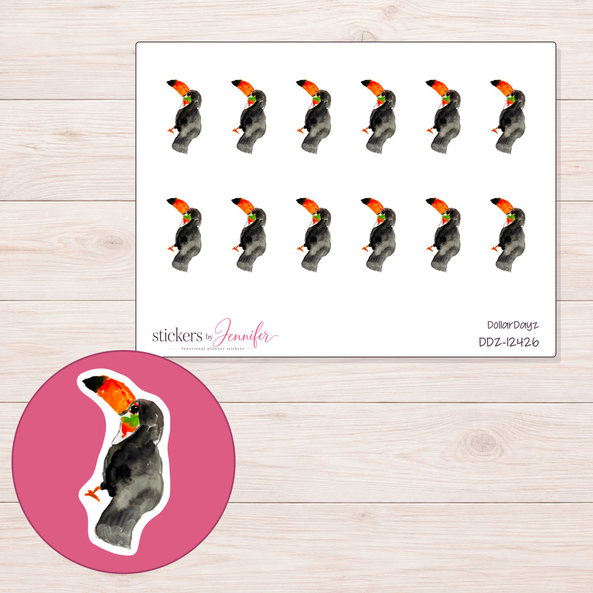 DDZ-12426 planner sticker sheet with enlarged sticker detail