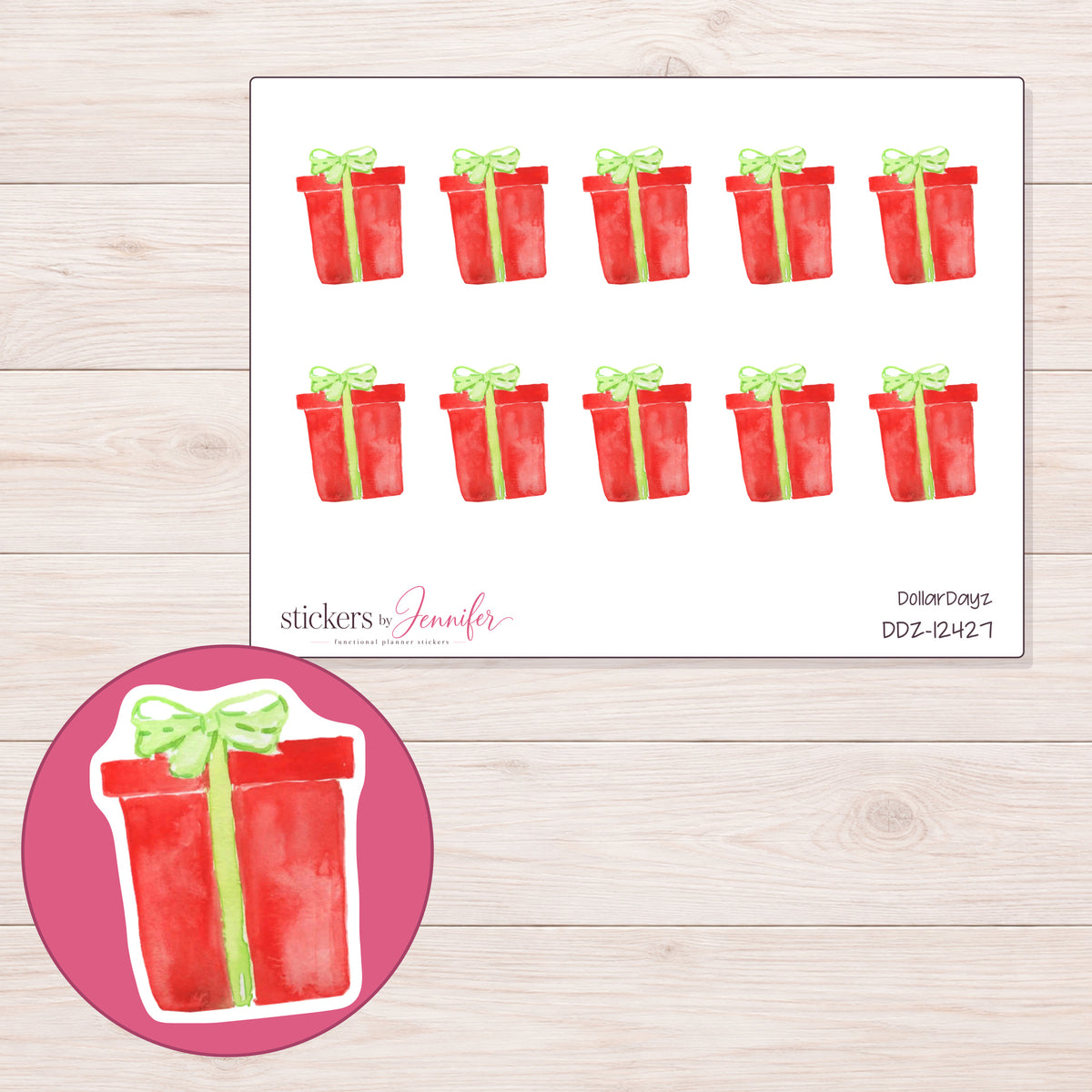 DDZ-12427 planner sticker sheet with enlarged sticker detail