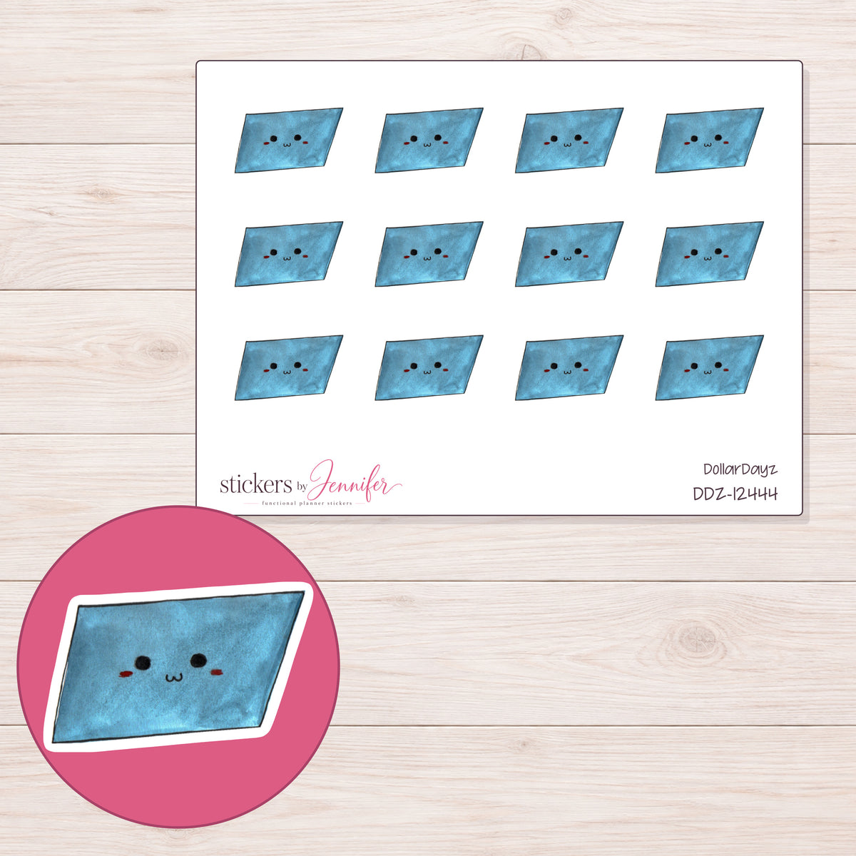 DDZ-12444 planner sticker sheet with enlarged sticker detail