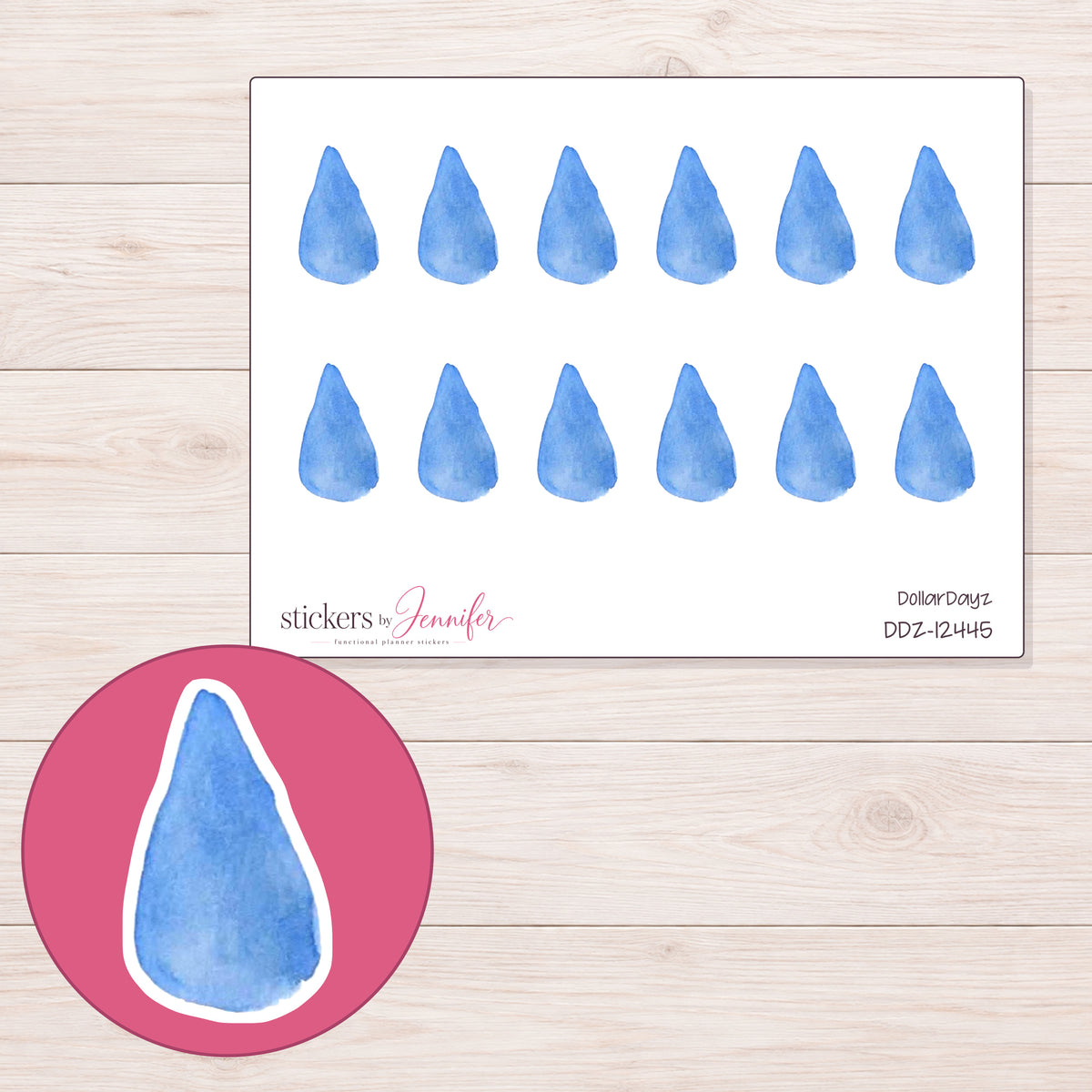 DDZ-12445 planner sticker sheet with enlarged sticker detail