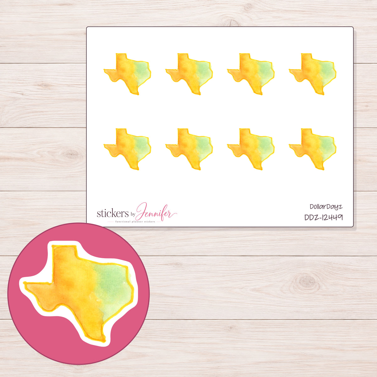 DDZ-12449 planner sticker sheet with enlarged sticker detail