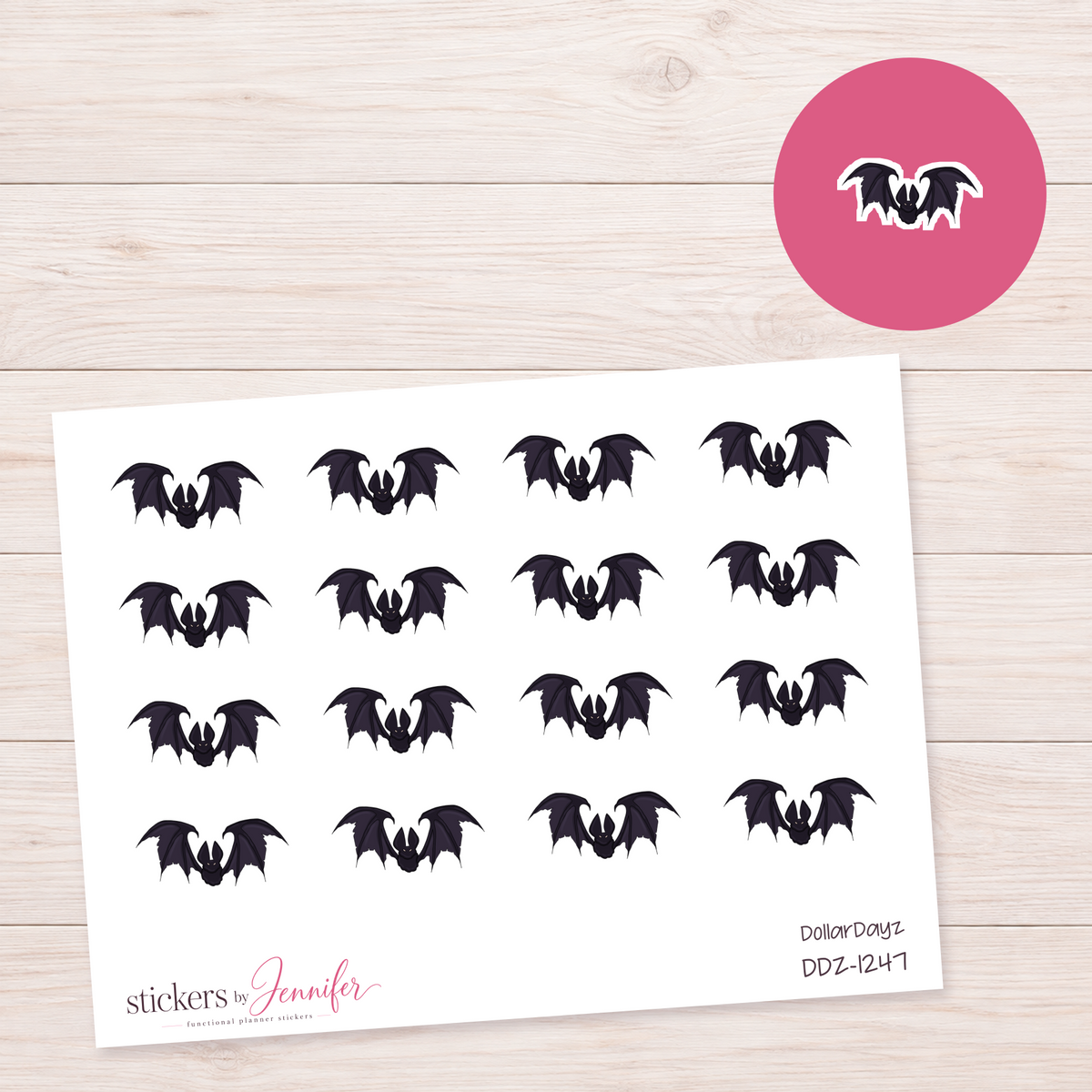 Purple Bat Planner Stickers | DDZ-1247