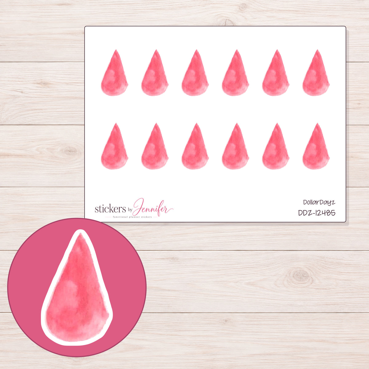 DDZ-12485 planner sticker sheet with enlarged sticker detail