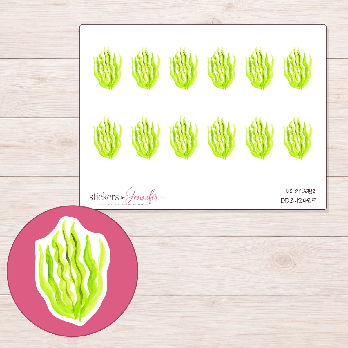DDZ-12489 planner sticker sheet with enlarged sticker detail