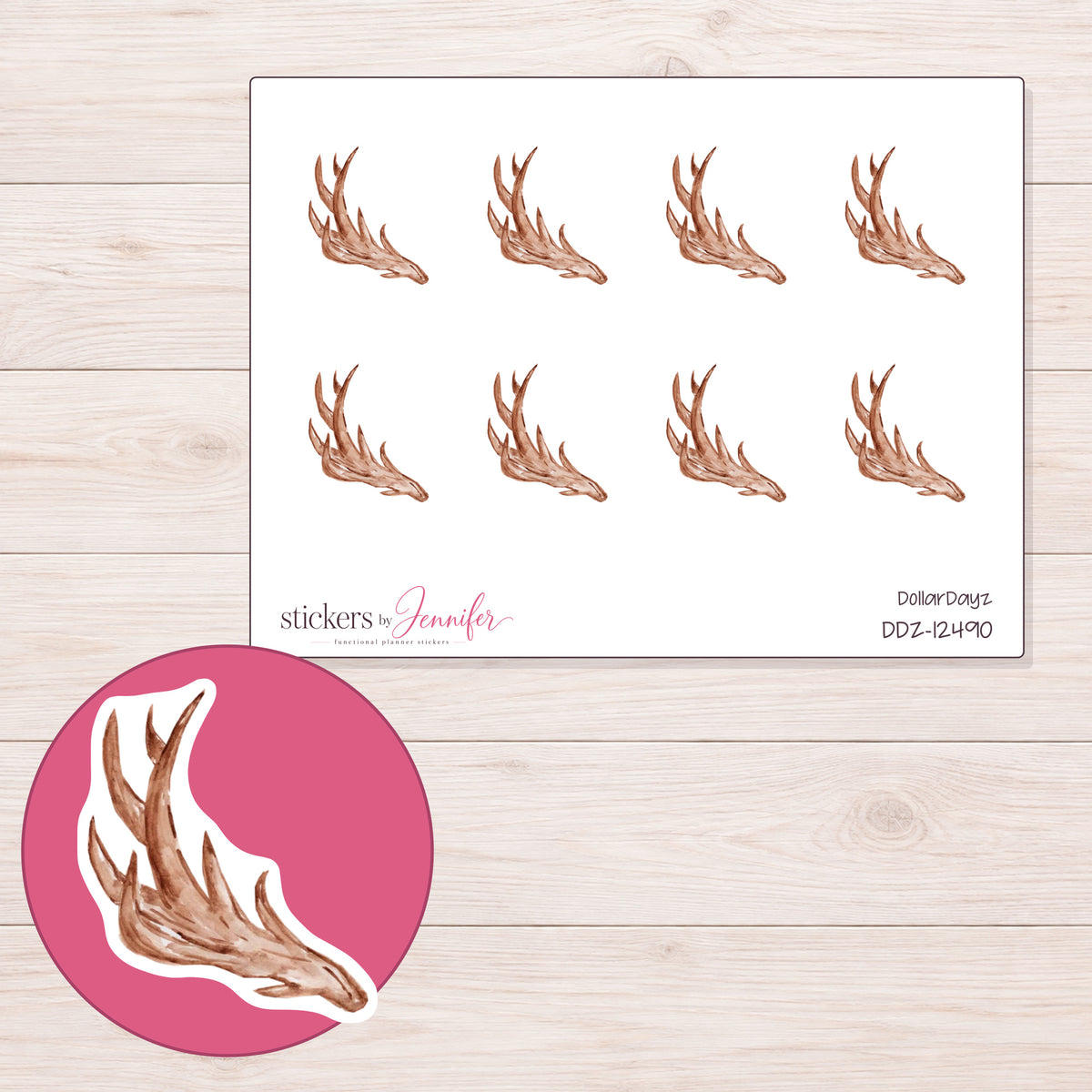 DDZ-12490 planner sticker sheet with enlarged sticker detail