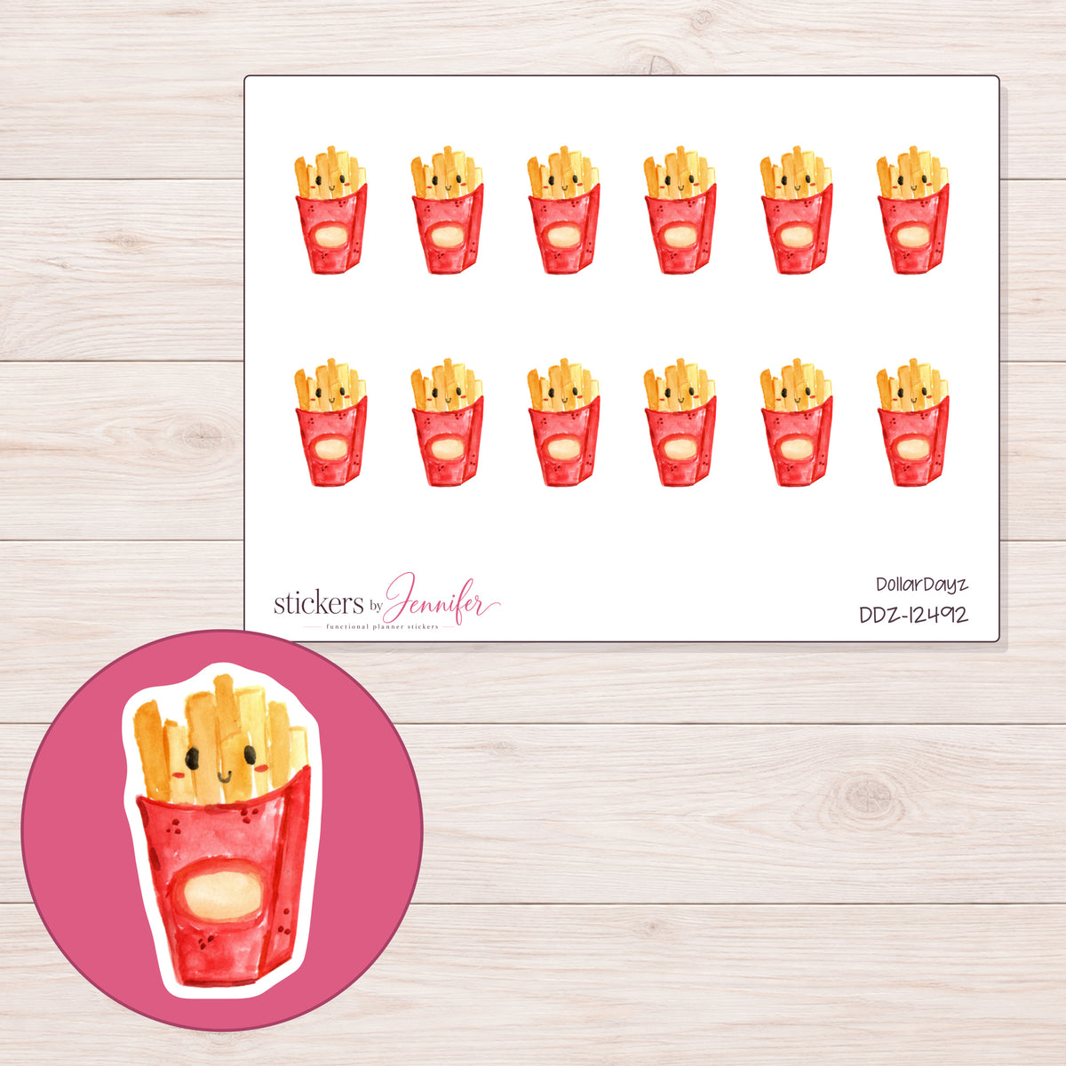 DDZ-12492 planner sticker sheet with enlarged sticker detail