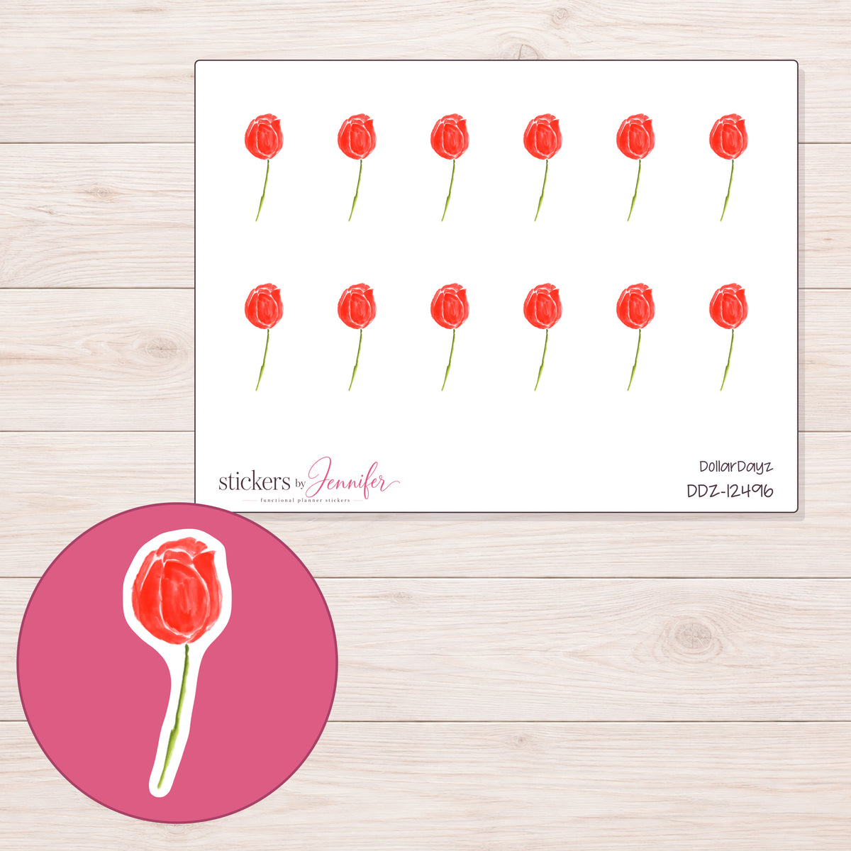 DDZ-12496 planner sticker sheet with enlarged sticker detail