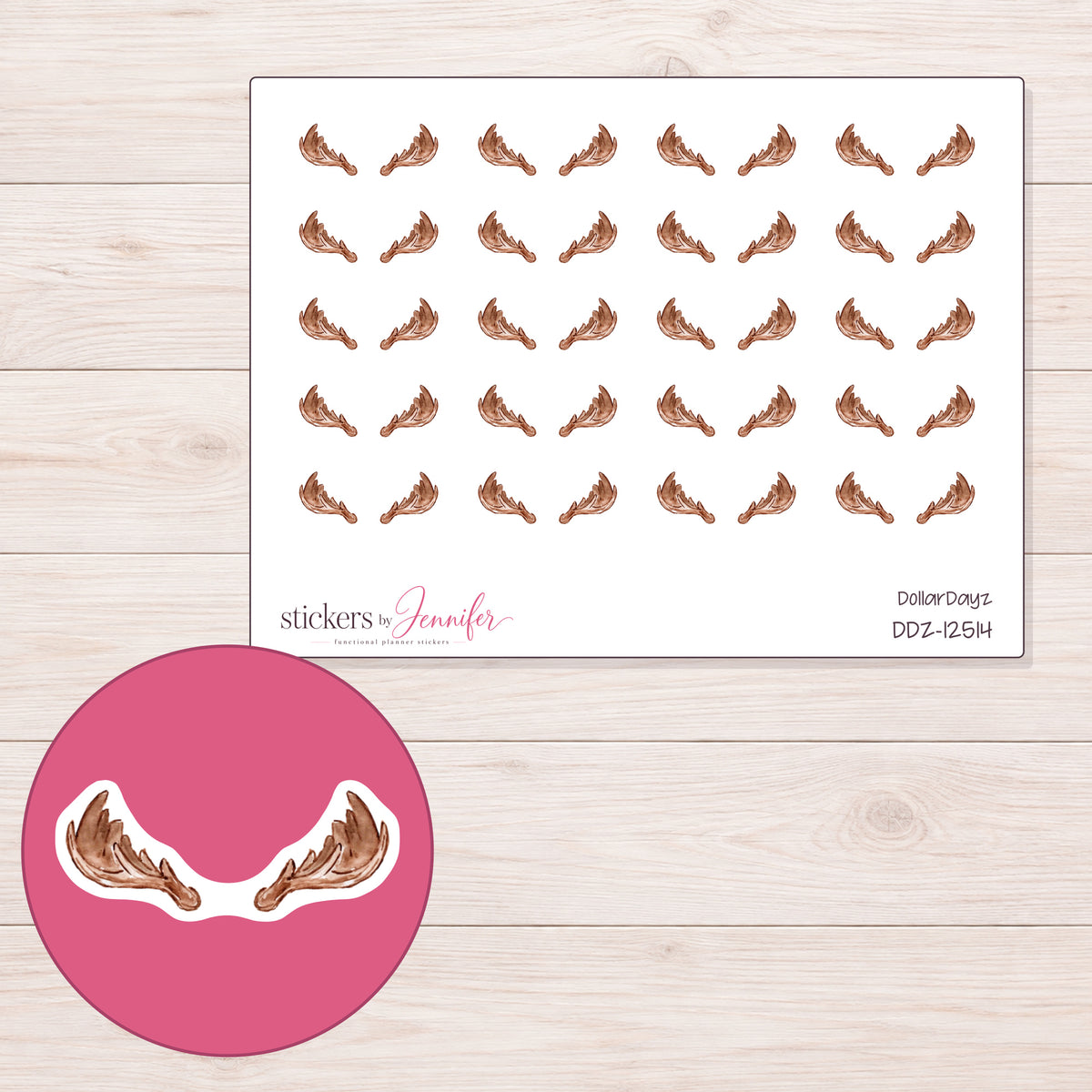 DDZ-12514 planner sticker sheet with enlarged sticker detail