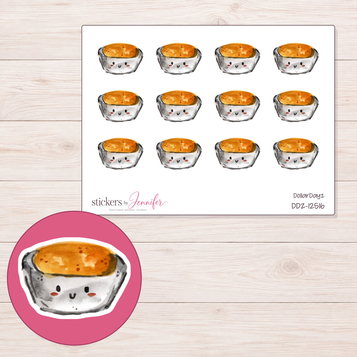 DDZ-12516 planner sticker sheet with enlarged sticker detail