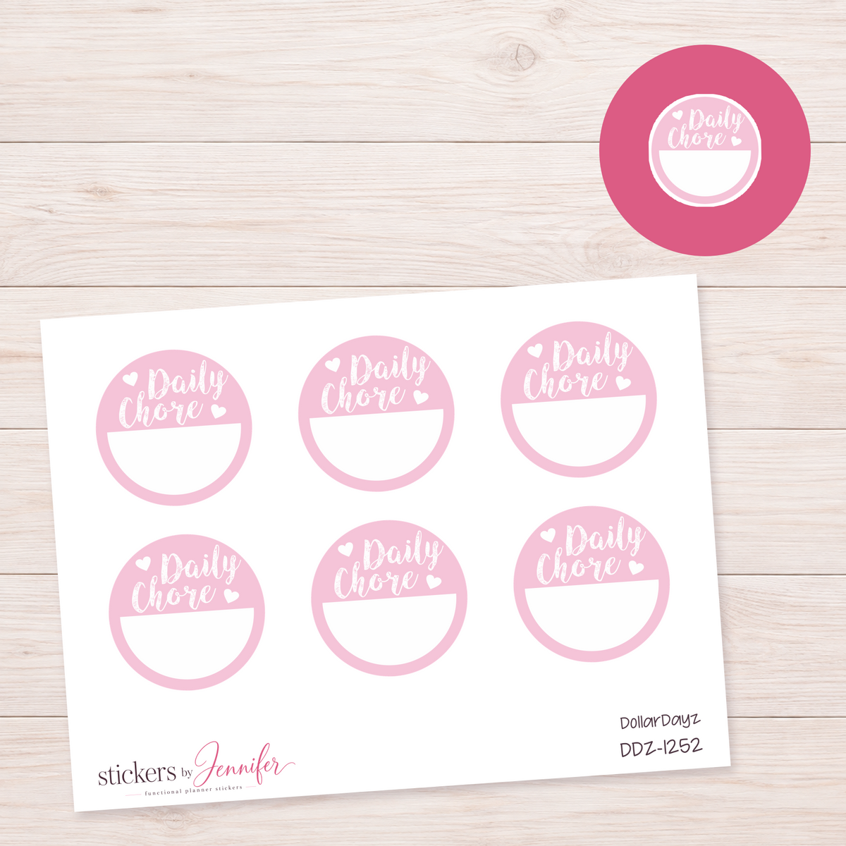 Daily Chore Circle Planner Stickers | DDZ-1252